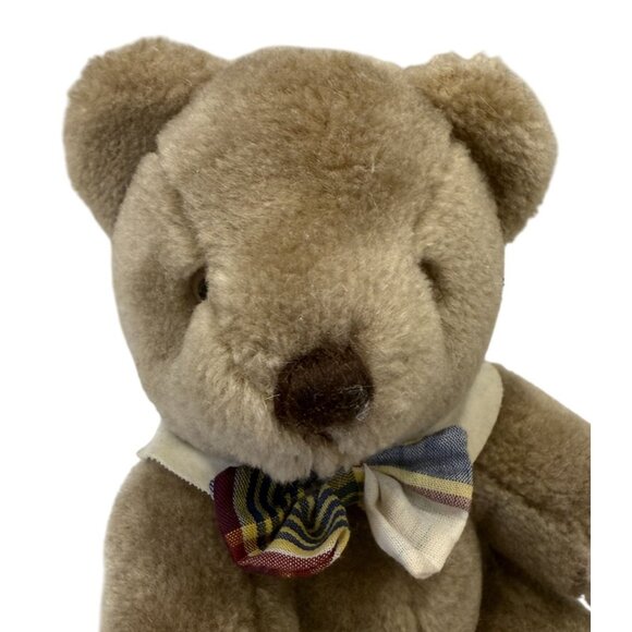 Gund Vintage 1982 Brown Teddy Bear With Collar Bow Plush Toy 6" Soft Collectible - Picture 2 of 7